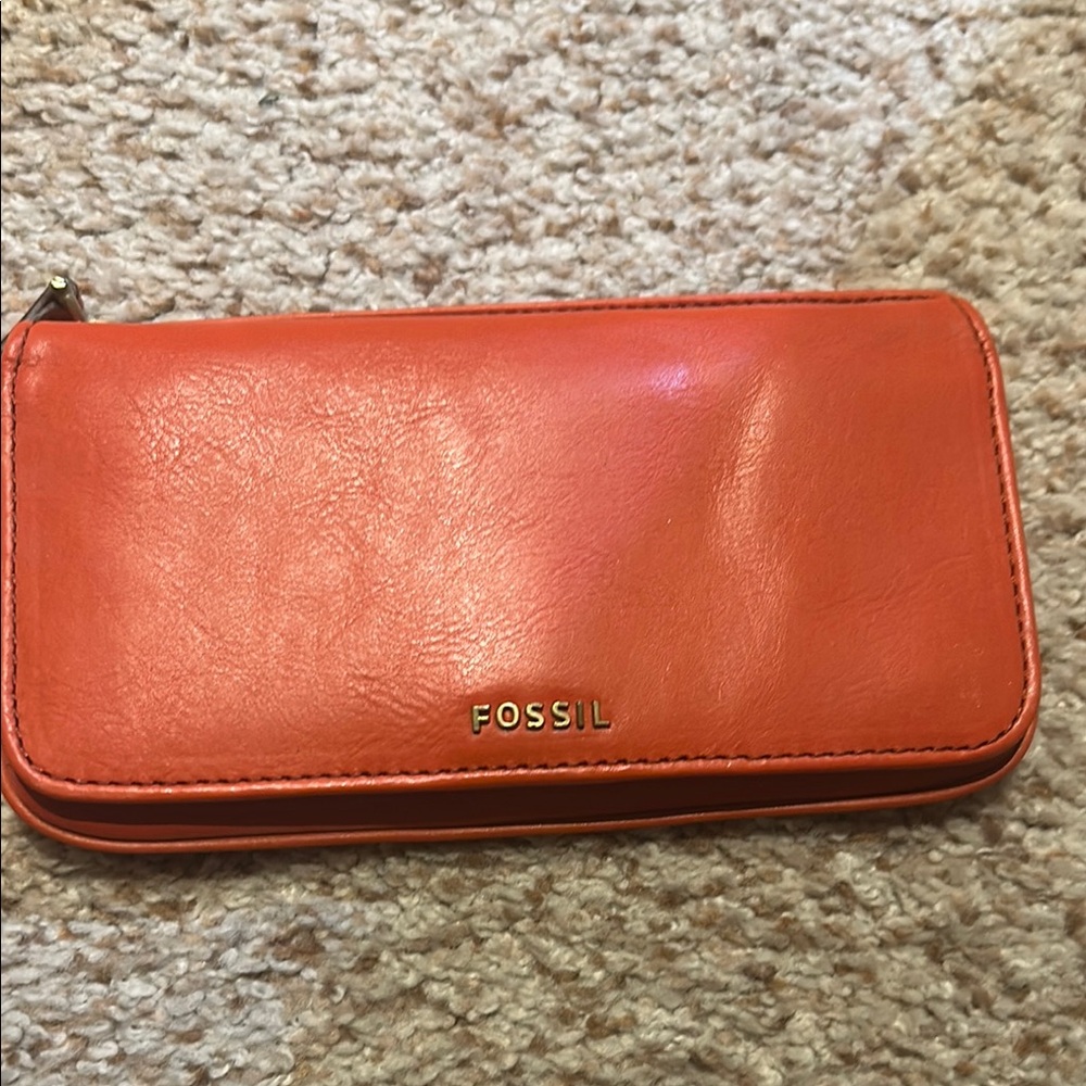 Fossil Women's Orange Leather Wallet